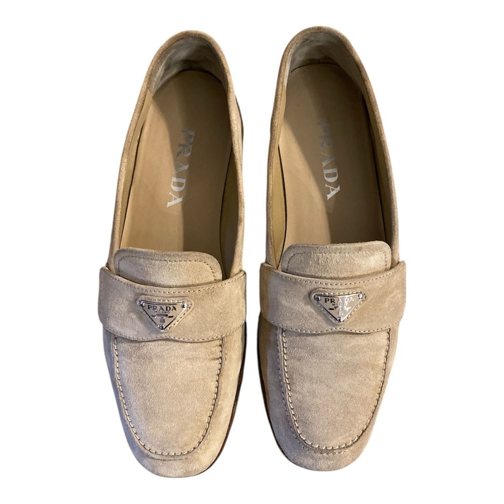 Prada beige slip-on loafers